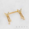 MULTI CZ BUTTEFLRY CHAIN BALL 316L SURGICAL STEEL NIPPLE RING